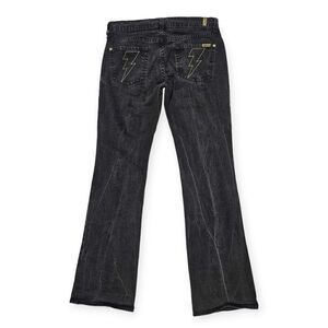 7 For All Mankind Vintage Black Flare Denim Jeans Bolt Pockets Women's Size‎ 29